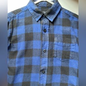 Boys blue and black Buffalo plaid button down shirt Size 4